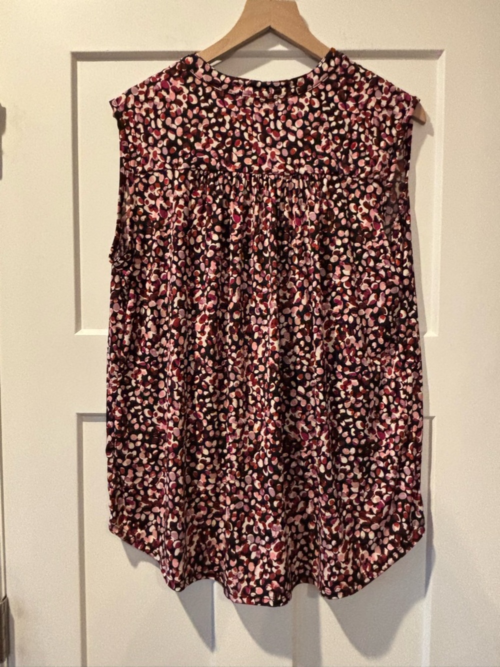 Roz & Ali Women’s Black Multicolor Ditsy Dots Sleeveless Blouse Plus 2X - Picture 4 of 8